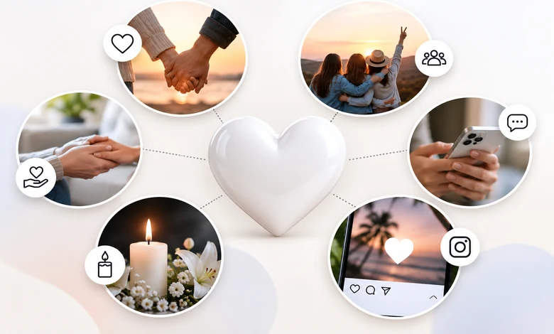 White heart emoji representing love, friendship, support, and remembrance in different situations.